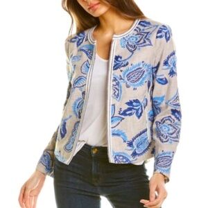 J. McLaughlin Kinsey Floral Embroidered Blue Jacket Blazer Small